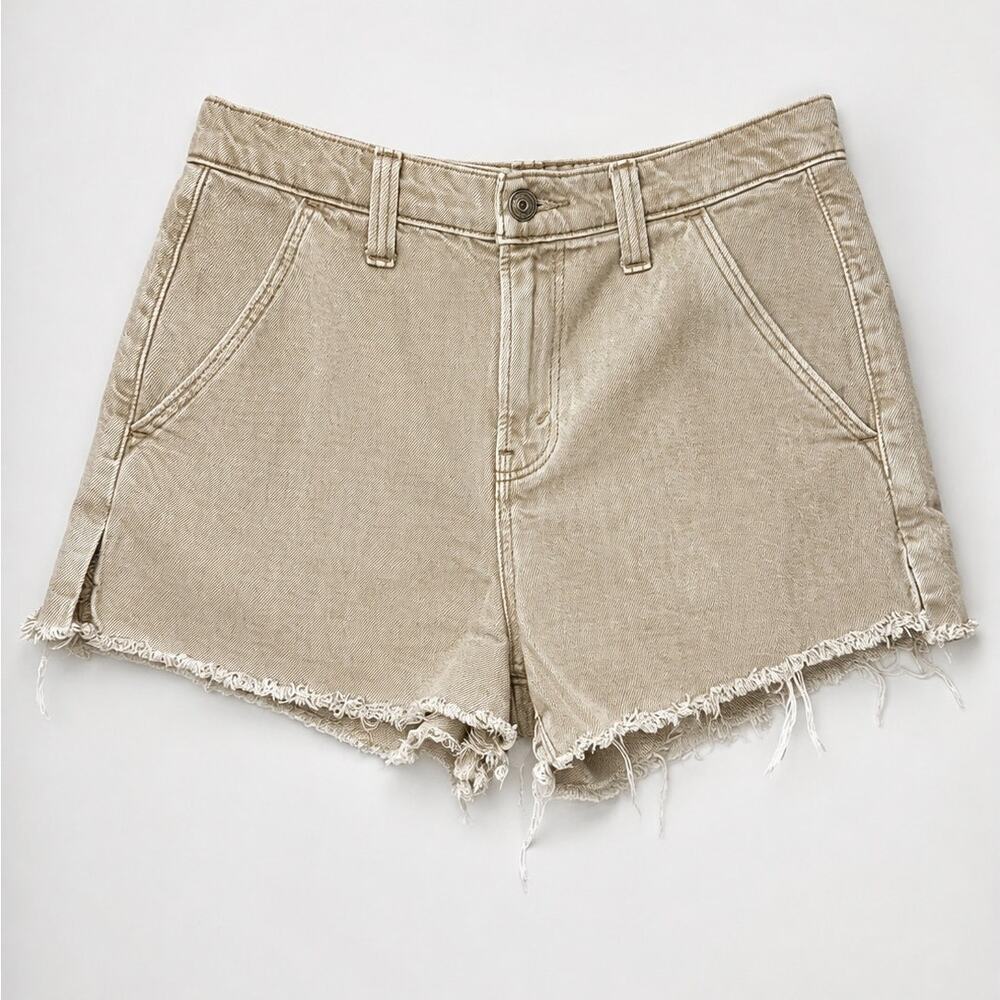 Abercrombie & Fitch Mid Rise Denim Shorts Women’s Size 26 Light Beige Oatmeal